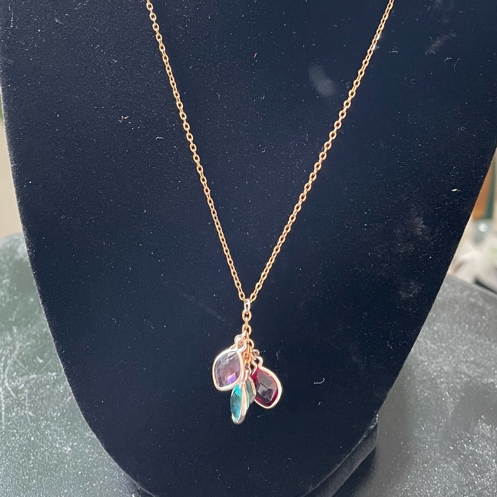 Rose Gold Necklace with Multicolor Birth Gemstones